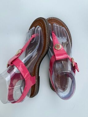 TOMMY HILFIGER Pink Sandals Burke Thong Flat Slingback Faux Leather Size 6.5M